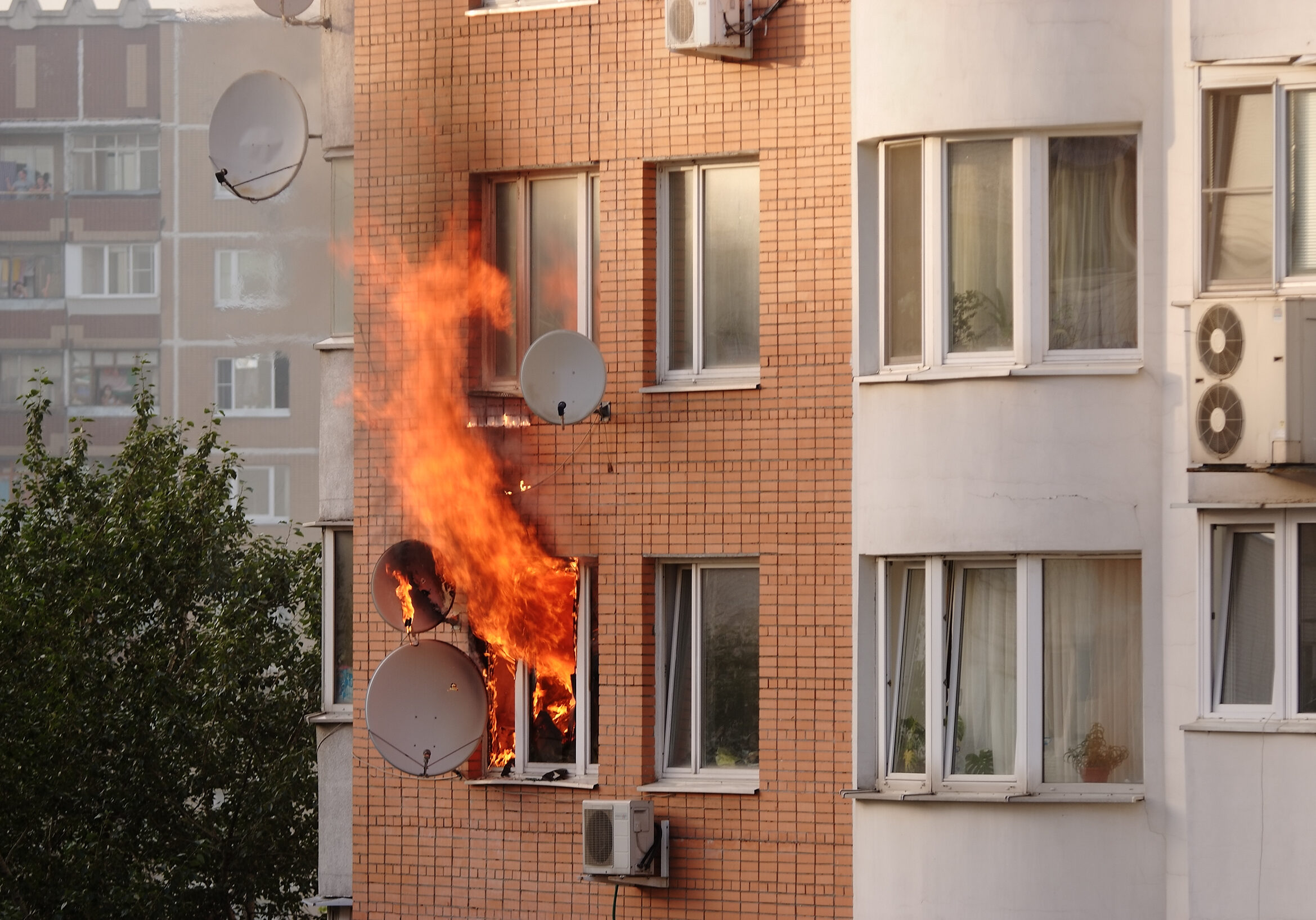 fire in the window of building